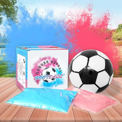 Gender Reveal Fussball,Fußball Baby Shower,Gender Reveal Rauchbombe,Gender Reveal Partyzubehör,Geschlechtsverkündung Baby Boy or Girl,Blau oder Rosa Pulver für Jungen oder Mädchen