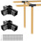 FMhotu 4x4 Pergola Brackets Kit, Glossy Black Steel 4 Way Right Angle Corner Bracket for 4x4 Wood Beams (Actual Size: 3.5×3.5inch), Post Base Brackets for Pergola/Gazebo (2PCS)