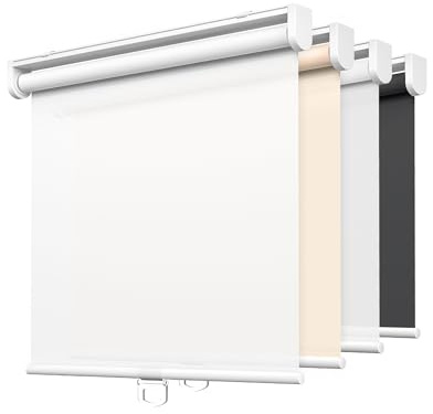 LazBlinds No Tools No Drill Cordless Roller Shades, Light Filtering Roller Blinds for Windows, Thermal Insulated UV Protection Roll Up Window Blinds and Shases, 33'' W x 72'' H, White