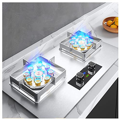 Gas Stove 29.5 Inches Cooktop 2 Burners,Tempered Glass Built-in Gas Hob LPG/NG Dual Fuel Easy to Clean for RVs, 5.2KW (Color : Silver, Size : LPG)