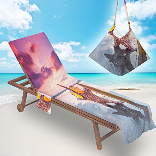 Surwin Schonbezug Für Gartenliege Strandliegenauflage Frottee Liegenauflage Stuhl Strandtuch Sun Lounger Bezug mit Tasche Sporthandtuch 3D für Sommer Garten Schwimmen (75x210cm,Lila)