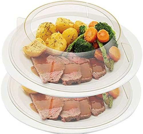 Chabrias Ltd Polycarbonate 2 in 1 Plate Ring, 40 mm H x 215 mm Stackable Plate Rings for pre-Plating Food in Advance, Microwave Safe UK Make (10 Pack)