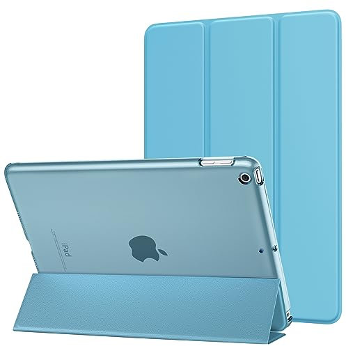 MoKo Hülle Kompatibel für iPad 9.7 2017/2018, 5./6. Generation - PU Leder Tasche Schutzhülle Schale Smart Case mit Transluzent Rücken Deckel Auto Schlaf/Wach Stanfunktion, Nebliges Blau