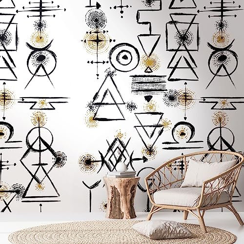 A.S. Création papier peint intissé à motif ethnique en noir, doré, blanc – papier peint décoratif 1,59 x 2,80 m Fresque murale XXL – 391981_1