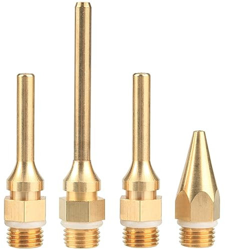 Mesee Kit da 4 Pezzi Ugello per Pistola Colla Caldo in Rame, Ugelli Intercambiabili con Diametro Filettatura 10,8mm, Strumento di Ricambio Accessorio per Pistola per Colla a Caldo