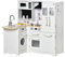 HOMCOM Toy Kitchen, Wooden Kids Kitchen with Realistic Refrigerator, Microwave, Oven, Range Hood, Sink, Telephone, Sounds, Storage Space, for Age 3-6 Kids