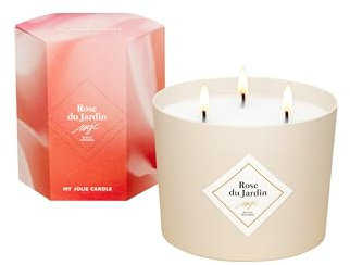 MY JOLIE CANDLE - Bougie Parfumée Ambre Doré - 3 Mèches - Cire Naturelle et Végétale - Parfum Français - 30h de combustion - Cadeau Femme Maman