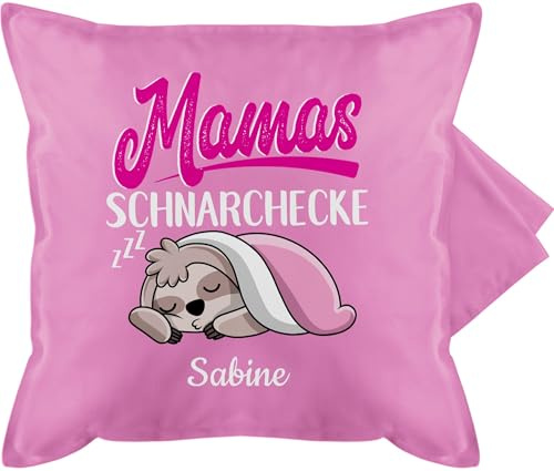 Kissenbezug - Schnarchecke Faultier Mama Mutti - 50 x 50 cm - Pink - geschenke für schnarchplatz kissen schnarchen personalisierte schnarch opa schnarchecken personalisieren