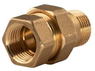 Messing Gewinde-Fitting Verschraubung gerade flachdichtend 1/2'IG - 1/2'AG (DN 15) - schwere Ausführung