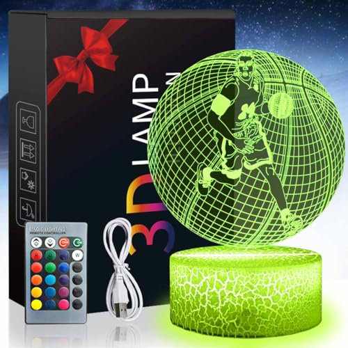 Teliles Basketball Nachtlicht 3d Illusion Spielzeug Für Kinder, 16 Wechselnde Farben Mit Fernbedienung, Nachtlampe Für Kinder, Geburtstag, Weihnachtsgeschenke, Schlafzimmer Dekoration