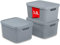 astor24 PREMIUM 3er XXL Set Aufbewahrungsbox Korb mit Deckel Organizer Ideal für Büro, Kleiderschrank, Schrank, Küche & Haushalt (Grau, 3er Set 3. 5 Liter)