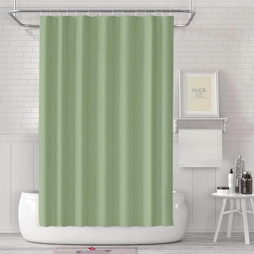 LUKDUNG Tenda da Bagno 180 x 180 cm, Anti Muffa, per Vasca e Doccia, in Tessuto PEVA Impermeabile e Lavabile, con 12 Anelli, Verde