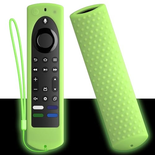 PIUAMUNKJ for 2023 Fire TV Stick 4K Max (2nd Gen) /Omni Series/Insignia/Toshiba/Fire TV 2-Series/4-Series- Alexa Voice Remote Control Silicone Cover with Lanyard(Luminous Green)