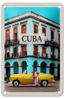 FEMER Blechschild Reise 12x18cm Cuba Karibik Oldtimer Haus Dekoration