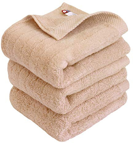 HIORIE Imabari Handtuch, 3-teiliges Handtuch-Set, japanische Handtücher, weiches und flauschiges Handtuch, luxuriöse Baumwolle, Hellbraun