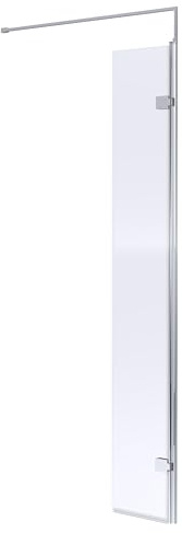 Balterley Wetroom Shower Return Screen with Support Bar, Hinged Glass Shower Screen for Wet Room and Bathroom, 8mm Toughened Safety Glass Return Screens, Reversible Screens - 322 x 1850mm (Chrome)