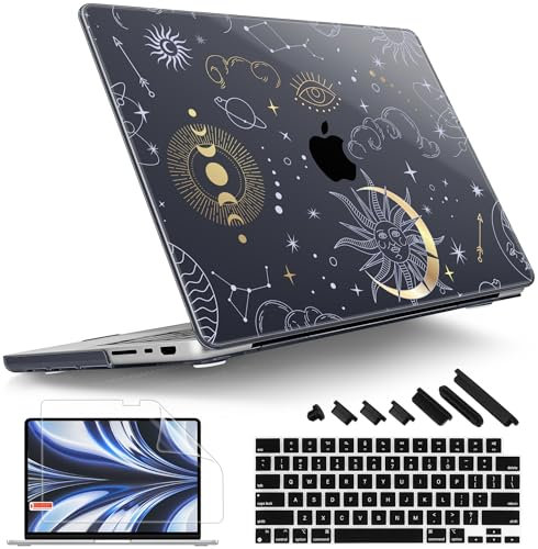Tuiklol for MacBook Pro 14 Inch Case 2023-2021 Release M3 A2918 A2992 / M2 A2779 / M1 A2442 M1/M2 Pro/Max, Hard Shell Case with Keyboard Cover & Screen Protector for Mac Touch ID,Magic Constellations