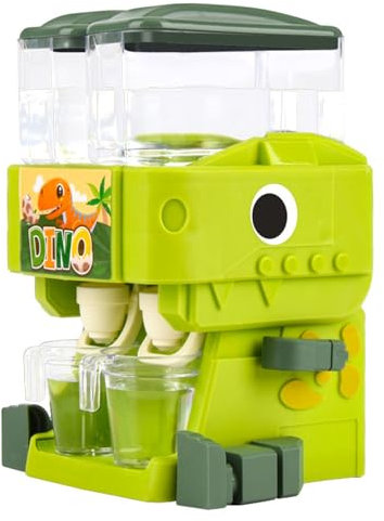 Mini dispensador de agua dispensador de agua para niños forma de dinosaurio dual outlet lindo dispensador de agua con tazas de brazo rotativo y pierna dual agua dispensador de agua para niños, verde