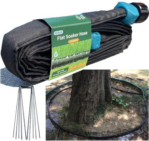 Secbulk 2024 Flacher Tropfschlauch, 3 m mit Heringen für Garten, 3 m, verbindbarer Tropfschlauch, DIY, automatisiert das Gartenbewässerungssystem, spart 80 % Wasser, zweilagiges, auslaufsicheres