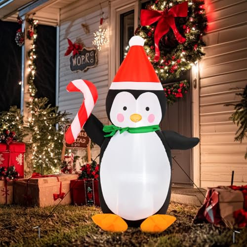 Solpex Weihnachten aufblasbare Dekoration, Weihnachtsdekoration, 120 cm niedlichen Pinguin Dekoration für Außen Weihnachtsfeier, Garten, Rasen, Balkon Dekoration.