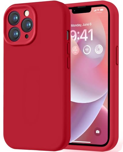 LOVE 3000 Designed for iPhone 13 Pro Max Case, Premium Silicone with [Soft Anti-Scratch Microfiber Lining] Shockproof Protective Phone Case for Lanyard 6.7, Red