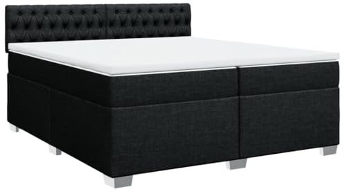 vidaXL Boxspringbett, Polsterbett Bett mit Matratze Kopfteil, Bettgestell mit Lattenrost, Doppelbett für Schlafzimmer, Schwarz 200x200cm Stoff