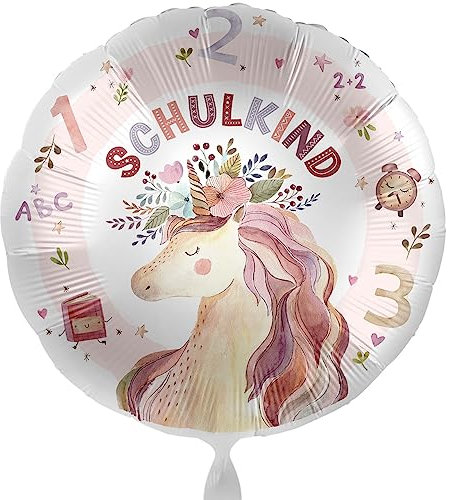 Folienballon Schulkind Einhorn Luftballon zum Schulanfang Geschenk Schulkind Mädchen zur Einschulung Ballon Schulbeginn Helium geeignet