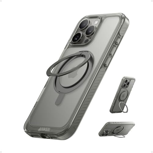 Anker FlexStand Magnetic Phone Case, 6.3 Anti-Yellowing and Drop-Proof Protective Cover with Ring Stand, Crystal-Clear iPhone Case Compatible with MagSafe and 12N Magnets, Only for iPhone 16 Pro