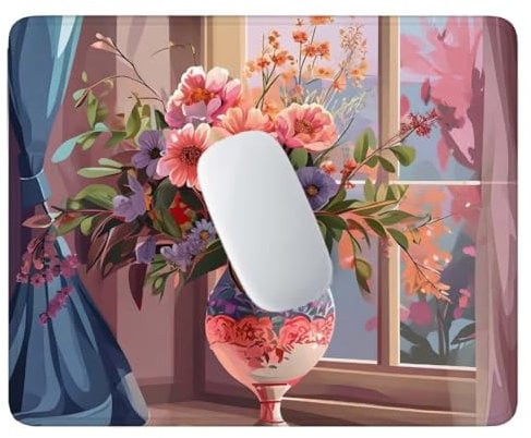 Tapis de Souris Gamer Tapis de Souris d'Ordinateur 360x300x3 mm, Base Caoutchouc Anti-Dérapant, Glissement Facile, Durable, Portable, pour Gaming Bureau Accessoires - Vase à Fleurs V-443