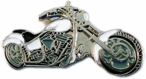 GBJUK White Chopper Motorcycle Motorbike Bike Biker Enamel Pin Lapel Badge with Butterfly Clasp Back
