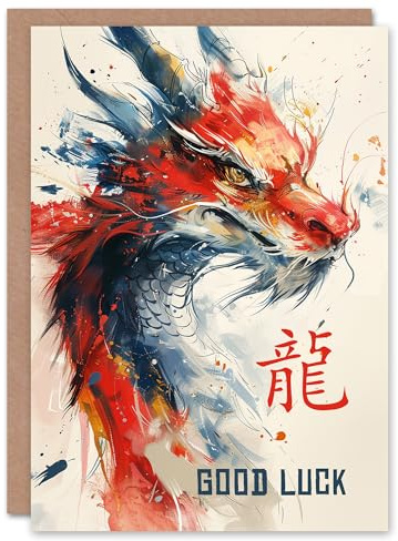 Artery8 Horned Chinese Dragon Fantasy Concept Painting Blank For Him Or Her Art Good Luck Card