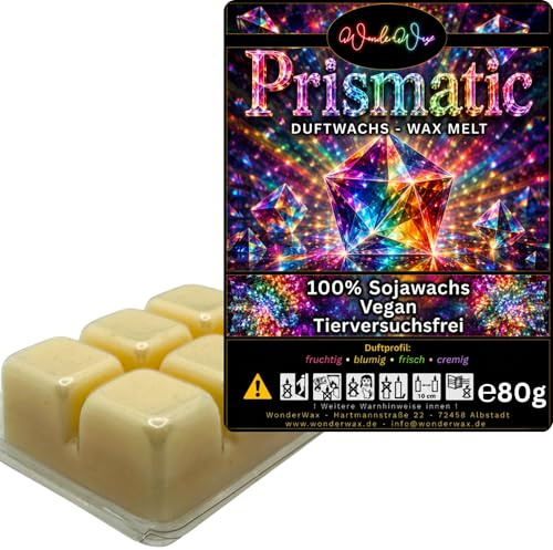 WonderWax® Duftriegel 6 x Duftwachs Würfel Weiß Prismatic | Farbe: Weiß | Raumduft für Duftlampen, Wax Melt, Sojawachs, Indoor Duftöl Wachs schmelzen für Aromalampe