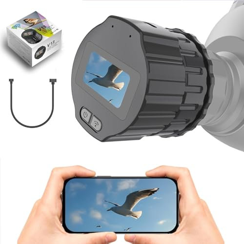 WiFi-Okularkamera,mit 1.5-Zoll-Bildschirm, 2.5K-Video,1920 x 1080 Pixel, geeignet für 24-50 mm optisches Teleskopmikroskop und Monokular-Fernglas, mit 64GB Speicherkarte
