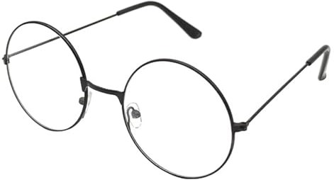 VILITI Round Glasses, Retro Eyeglasses Metal Frame Clear Lens Glasses Vintage Eyeglasses, Wizard Costume Retro Clear Lens Glasses, Wire Costume Geek Accessories for Dress Up (black)