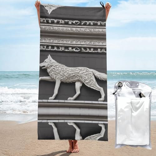 WOPQS Wolf Motifs Building03 Mikrofaser-Handtuch, schnelltrocknend, für Schwimmbad, Yoga, Schwimmen, weich und leicht, für Zuhause und Erwachsene