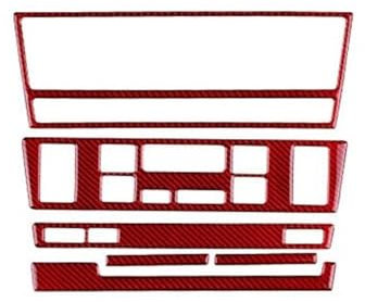 Autoinnenausstattung Auto-Klimaanlage für AC-CD-Panel für Sitzheizung, Innenverkleidung, Dekor, Carbon-Look-Aufkleber, für 5er-Serie M5 E39 1998–2003(Rot,LHD)