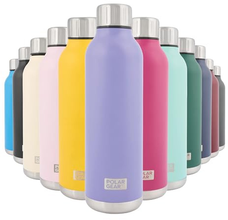 Polar Gear 500ml Metal Water Bottle - Insulated Water Bottles Leakproof | Keeps drinks hot 12h cold 24h, vacuum insulated, leakproof, stainless steel, gym travel sports use