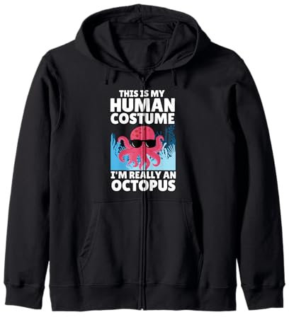 Cool Octopus - Costume umano da uomo e donna, motivo oceano Felpa con Cappuccio