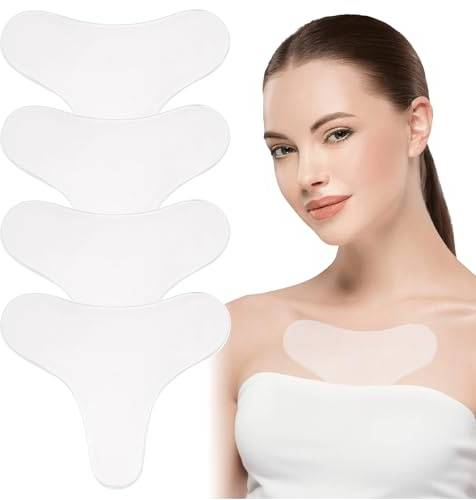 Lunaanda 4 Stück Silikonpads, Wiederverwendbare Brust- und Dekolleté-Pads, Transparentes Brustpads Silikon, Hautfreundlich & Pflegeleicht für Damen (T-Shape)