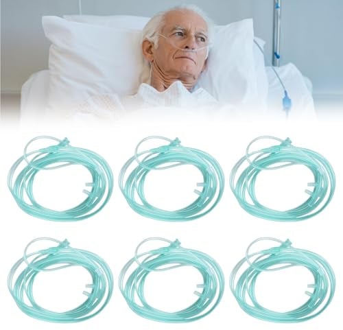 WIYETY 6 Stück Sauerstoffbrille Erwachsene: 5M Einweg Grün Sauerstoffschlauch knickfest, medizinische 6-Kanal Sauerstoffbrille, Sauerstoffbrille Nasenbrille, für den Täglichen Gebrauch (Grün)