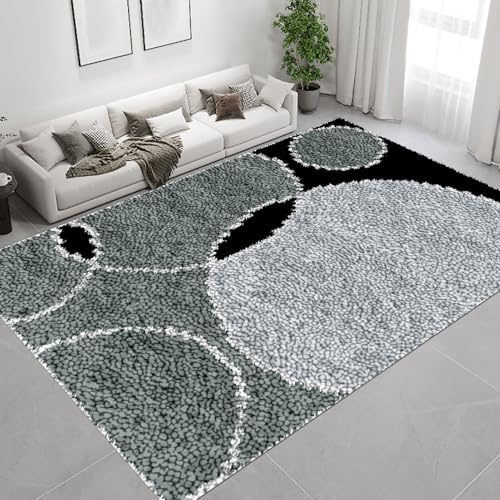 QUIYAEZY Knüpfteppich Zum Selber Knüpfen Groß, Knüpfhaken-Sets für Anfänger, Vorgedrucktes Muster Leinwand Teppich, Stickerei Handwerk Für Erwachsene Handarbeiten DIY Teppich 40x70 cm