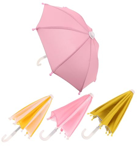 Hohopeti 4 Stück Teiliges Puppenregenschirm Leichter Farbbeständiger Sonnenschirm und Regenschirm Kompatibel mit Verschiedenen Puppenkleidern Sommer-Accessoire für Fotos und Dekoration