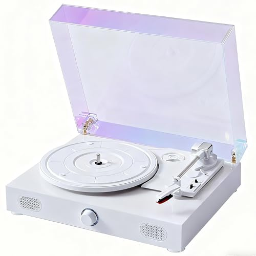 Vinyl Record Player with Speakers, 3-Speed Vintage Turntable for Bluetooth Vinyl Records, Belt-Driven Turntable, Built-in Dual-Track Speakers, in Headphone Jack (Aurora)