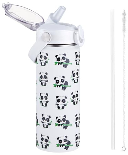 Autsel 550ml Gourde Isotherme avec Paille pour Enfant, Bouteille Isotherme Étanche, Gourde d'eau en Acier Inoxydable