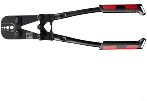 Pinza crimpatrice resistente con 4 matrici, in acciaio al carbonio ad alto tenore di carbonio, per manicotti rotondi in alluminio, 39 cm, pinza crimpatrice ergonomica per cavi