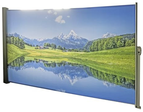Seitenmarkise FABI Motiv Bergsee Mehrfarbig Polyester | Markise ausziehbar Sonnenschutz Windschutz Terrasse/Balkon