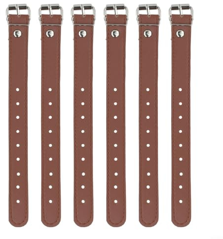 Gdfnmogo 6 x PU-Leder-Fahrradkorbgurte, verstellbare Haltegurte für Kinderfahrräder, Lenker, Ladung, Roller, Aufbewahrungsbox (braun)