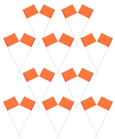 BCOATH 150pcs Orange Lawn Flag Markers with Steel Wire and Waterproof Pvc Material, Stable Placement and Bendable Design for Lawn Care and Construction Site Use, Double-sided Print
