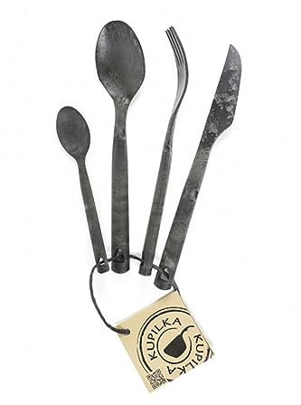 Relags Unisex Kupilka bestiksæt, 4 stykker Besteckset, Schwarz, Einheitsgröße EU