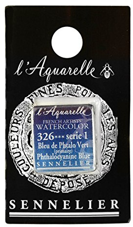SENNELIER L'Aquarell French Watercolor Half Pan Replacement, Phthalo Blue